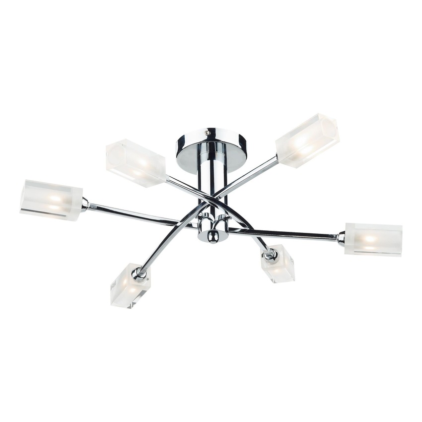 Photograph: Dar Morgan MOR6450 Polished Chrome 6 Light Semi Flush Ceiling Light