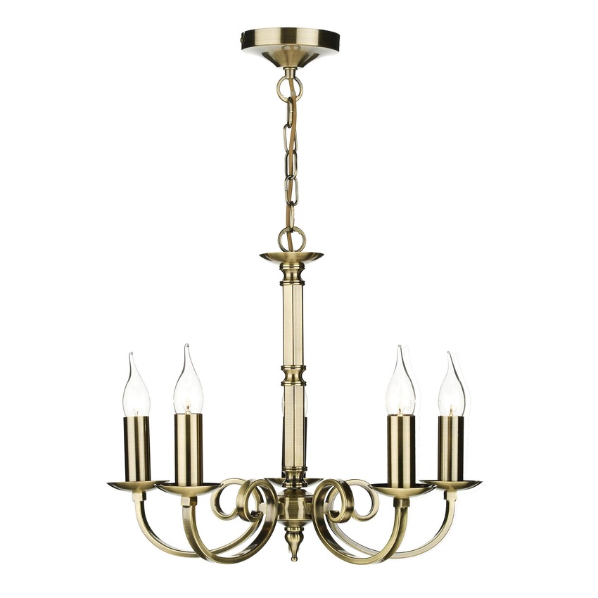 Photograph: Dar Murray MUR0575 Antique Brass Finish 5 Light Dual Mount Pendant