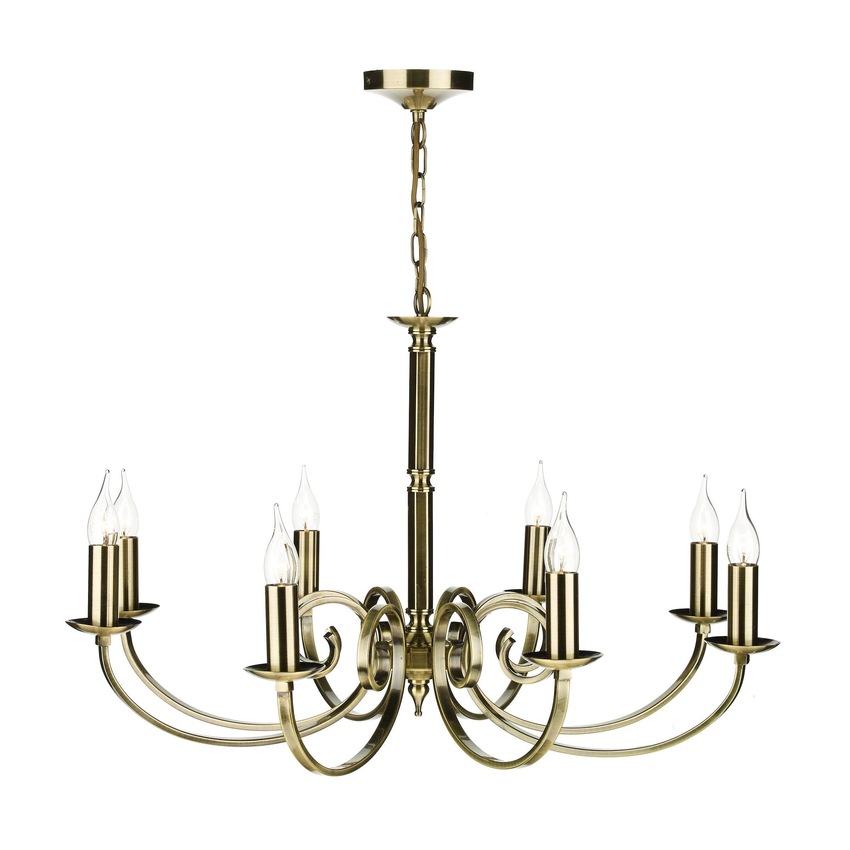 Photograph: Dar Murray MUR0875 Antique Brass Finish 8 Light Dual Mount Pendant