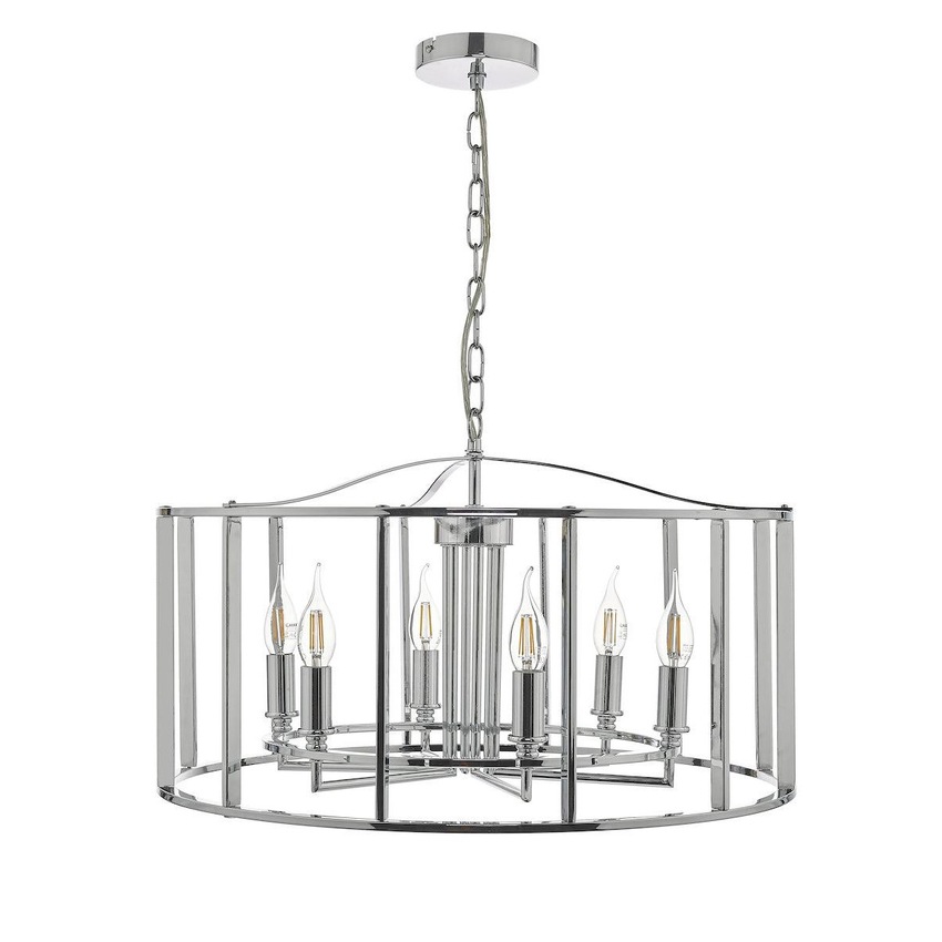 Photograph: Dar Myka MYK0650 6 Light Pendant In Polished Chrome Finish