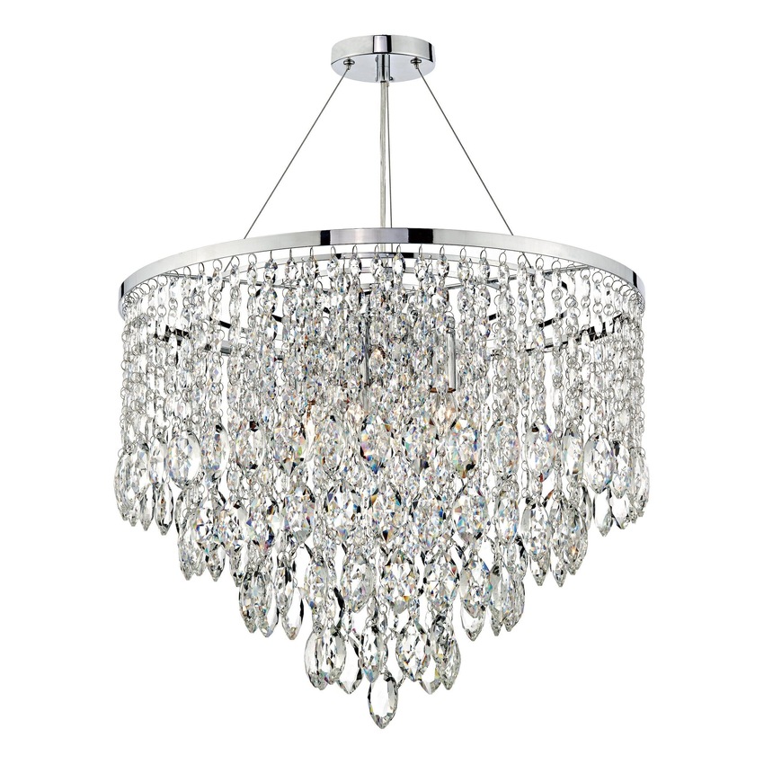 Photograph: Dar Pescara PES0550 Polished Chrome Finish 5 Light Crystal Pendant