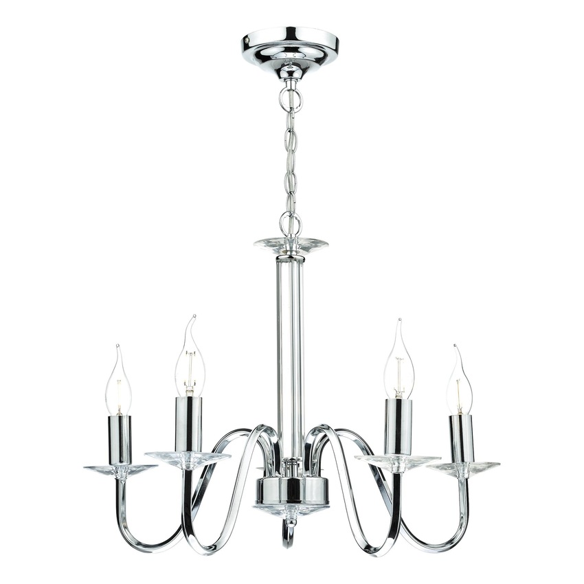 Photograph: Dar Pique PIQ0550 Polished Chrome 5 Light Crystal Chandelier