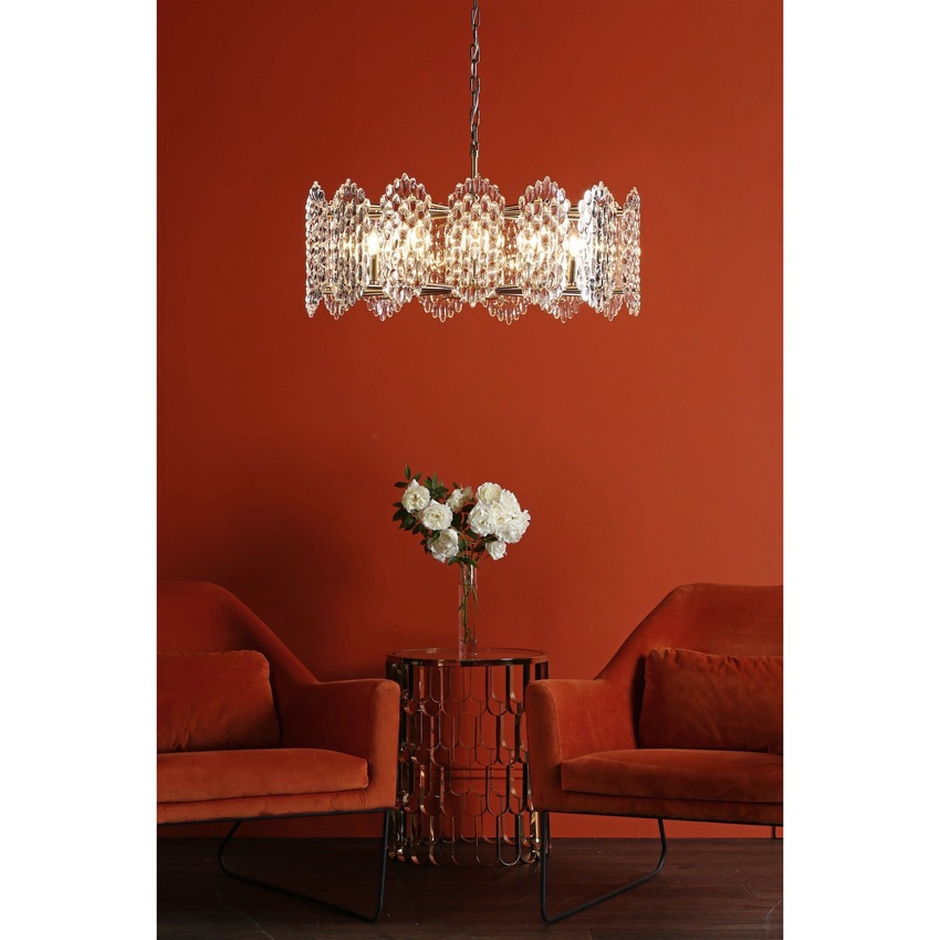 Photograph: Dar Porthos 15 Light Antique Brass/Glass Pendant Light