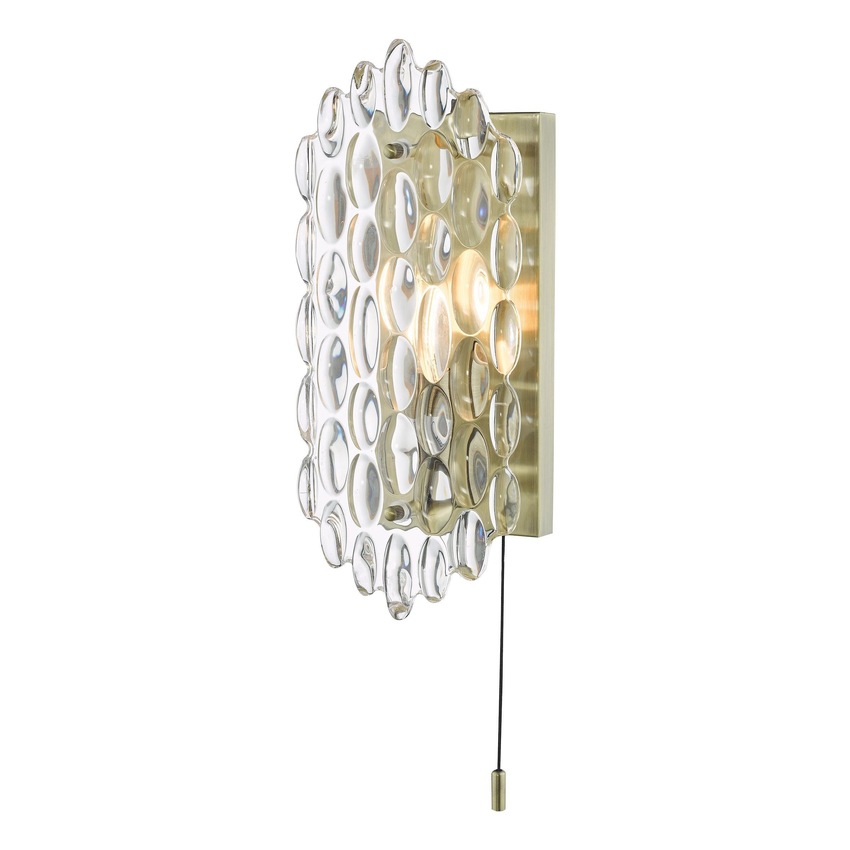 Photograph: Dar Porthos Antique Brass/Glass Single Wall Light