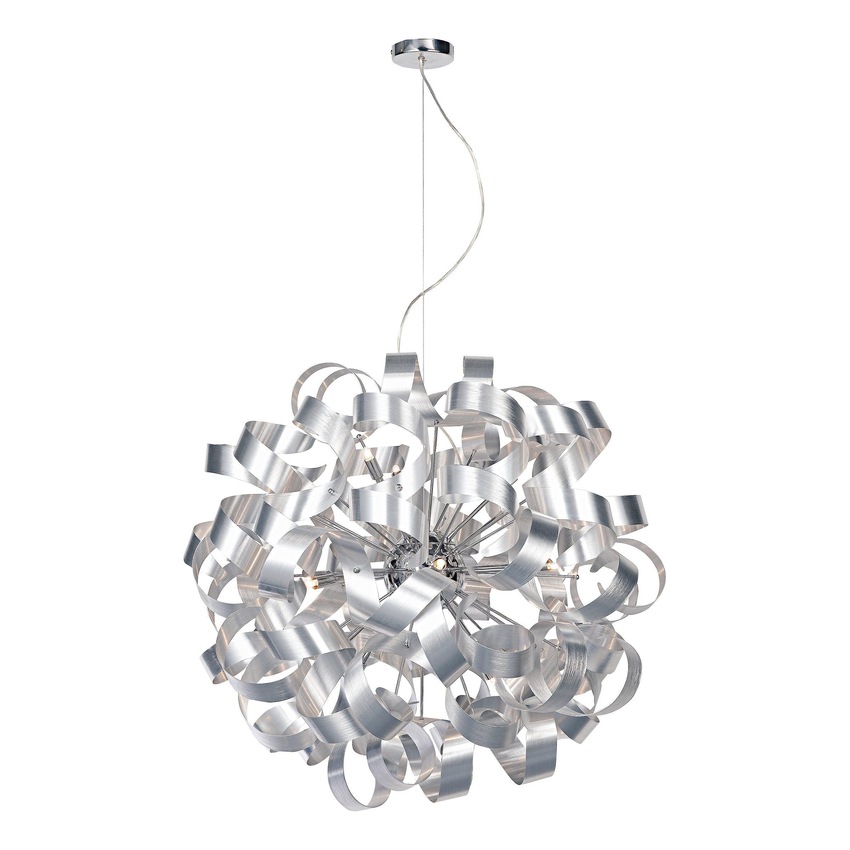 Photograph: Dar Rawley RAW1250 Brushed Aluminium 12 Light Pendant