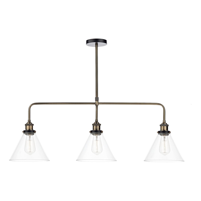 Photograph: Dar Ray RAY0375 Antique Brass Finish 3 Light Bar Pendant