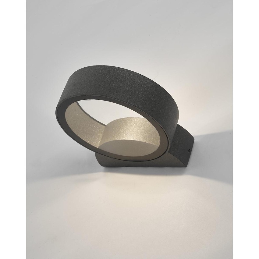 Photograph: Dar Reon REO3239 Exterior Single LED Circle Wall Light In Anthracite Finish - IP65