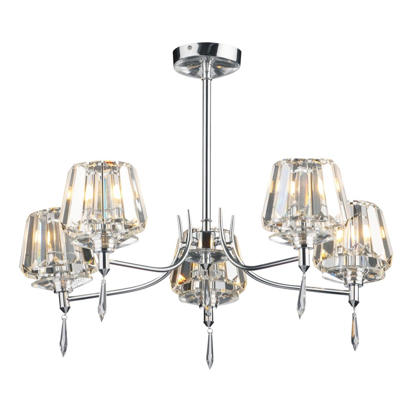 Photograph: Dar Selina SEL0550 Polished Chrome Finish 5 Light Semi Flush Crystal Ceiling Light