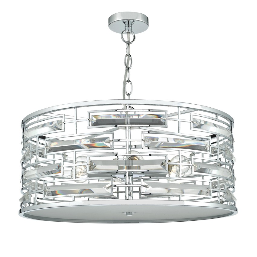 Photograph: Dar Seville SEV0650 Polished Chrome 6 Light Crystal Pendant