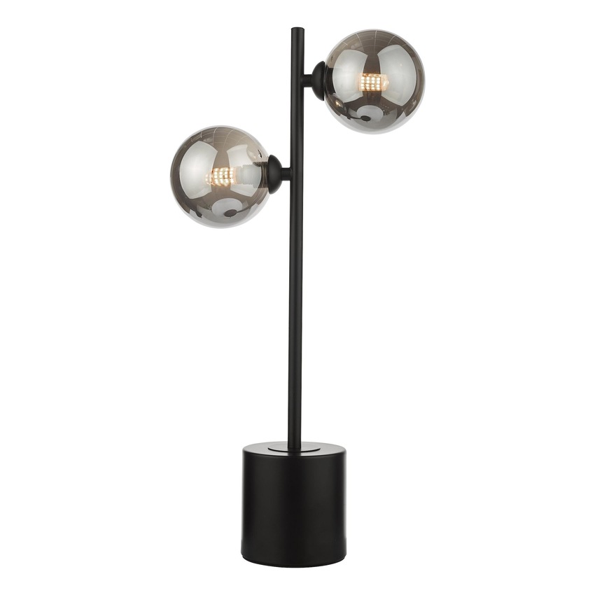 Photograph: Dar Spiral 2 Light Table Lamp Matt Black With Smoked Glass Globes