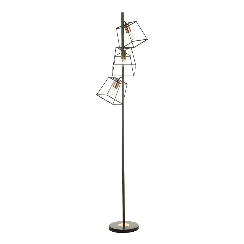 Photograph: Dar Tower 3 Light Floor Lamp In Matt Black And Copper