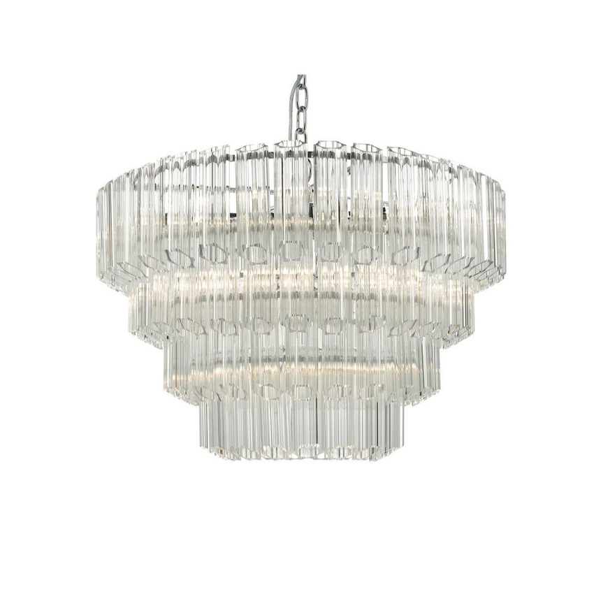 Photograph: Dar Tuvalu TUV1308 9 Light Pendant In Polished Chrome & Glass Finish