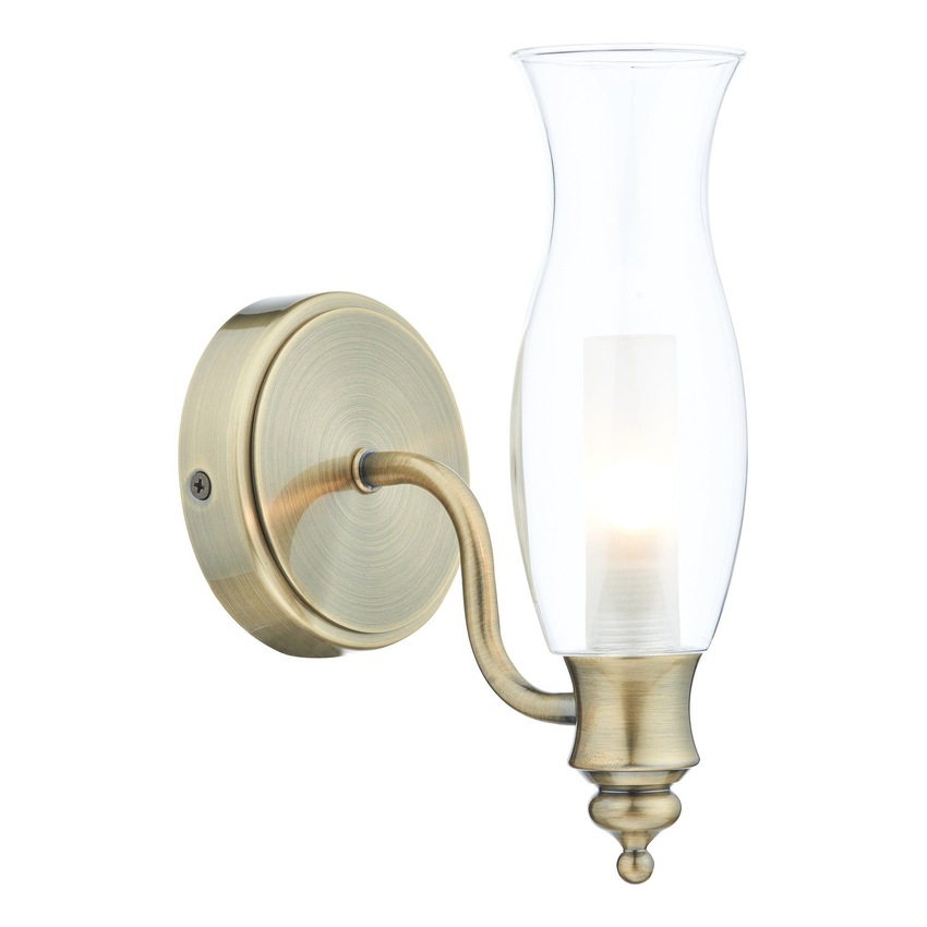 Photograph: Dar Vestry VES0775 Antique Brass Finish Single Wall Light - IP44