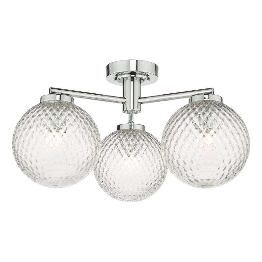 Photograph: Dar Wayne Bathroom 3 Light Semi-Flush Bathroom Ceiling Light In Polished Chrome Complete With Clear Glass - IP44