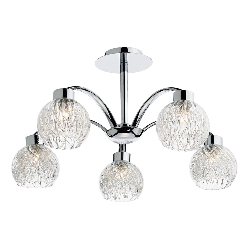 Photograph: Dar Yasmin YAS0550 Polished Chrome 5 Light Semi Flush Ceiling Light