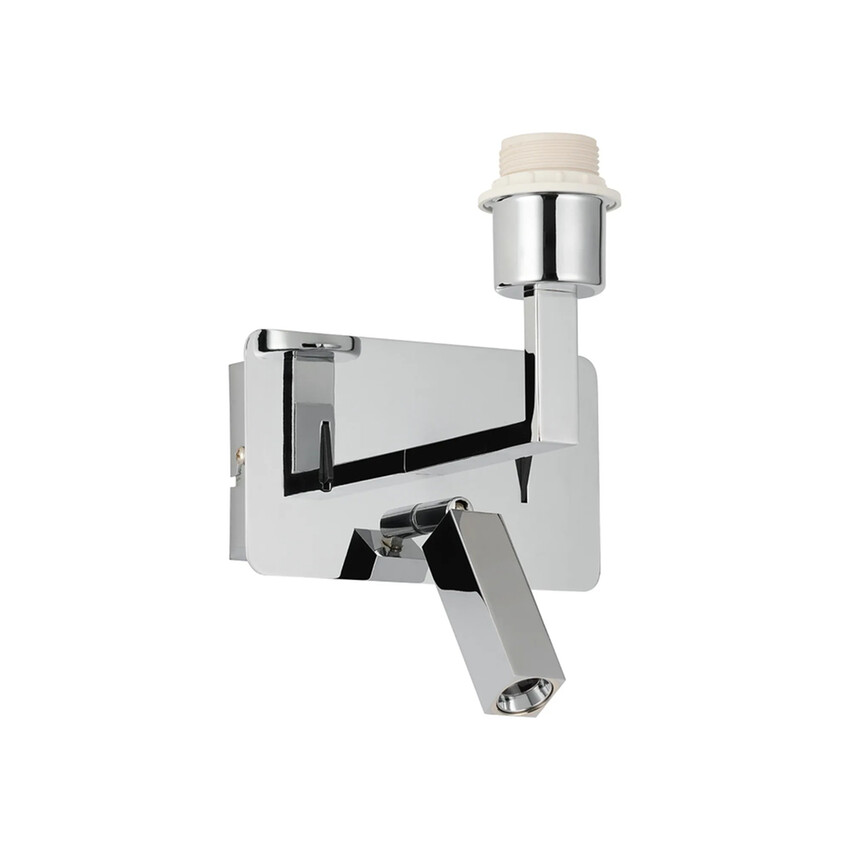 Photograph: Deco Clara Polished Chrome Wall + Reading Light with USB-C + USB-A Socket: 1 x E27 + 3W LED: 3000K: Individually Switched
