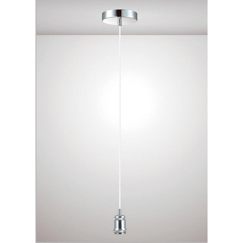 Photograph: Deco Dreifa D0175 Polished Chrome With White Braided Cable Ceiling Suspension Kit