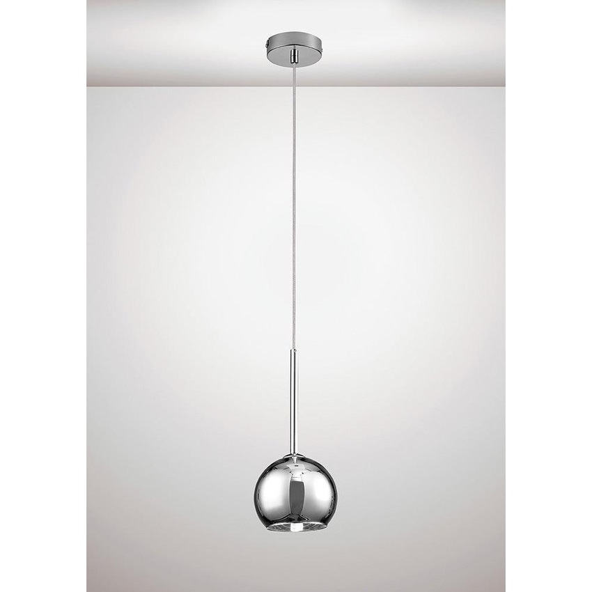 Photograph: Deco Regina D0106 Polished Chrome Single Pendant With Chrome Plated Glass Shade