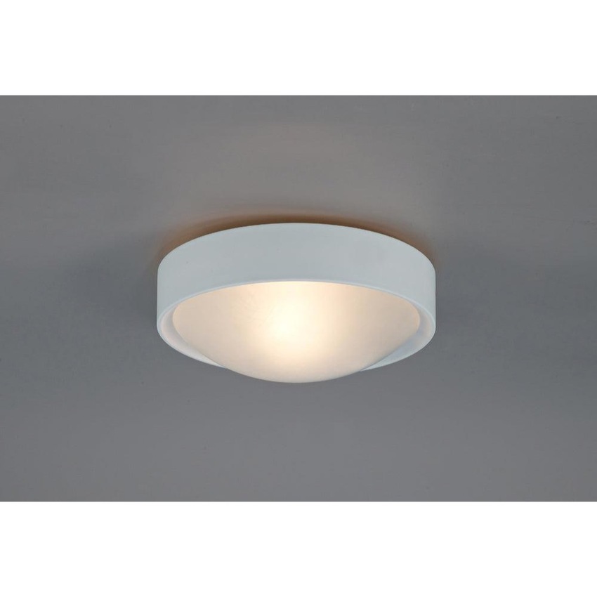 Photograph: Deco Rondo D0398 White 1 Light Flush Ceiling Light With Frosted Glass - IP44