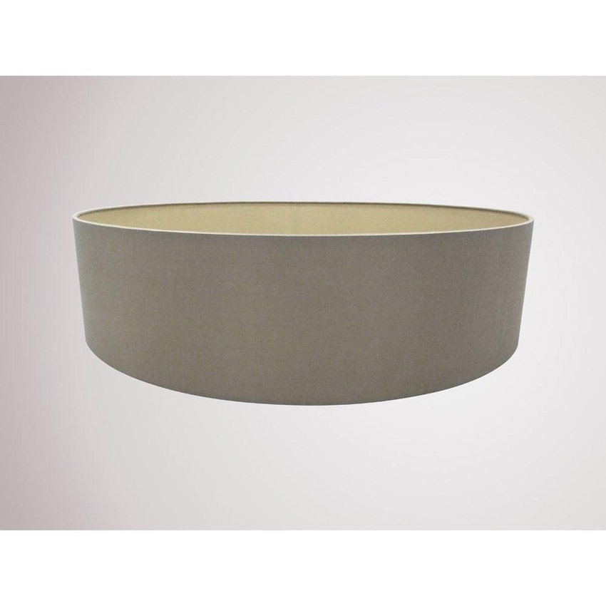 Photograph: Deco Serena D0317 60cm Taupe Faux Silk Fabric Drum Shade With Halo Gold Inner