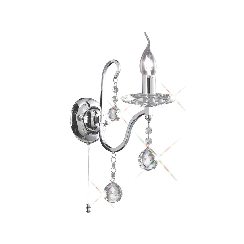 Photograph: Diyas Bianco IL30111 Polished Chrome 1 Light Crystal Wall Light