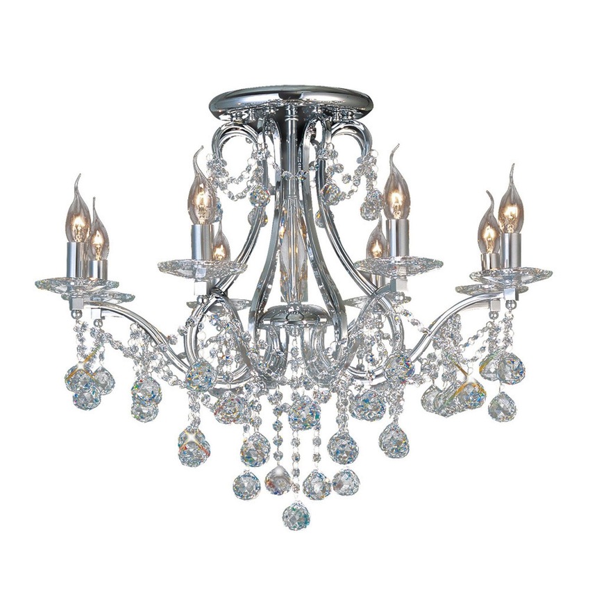 Photograph: Diyas Bianco IL30118 Polished Chrome 8 Light Semi Flush Crystal Chandelier