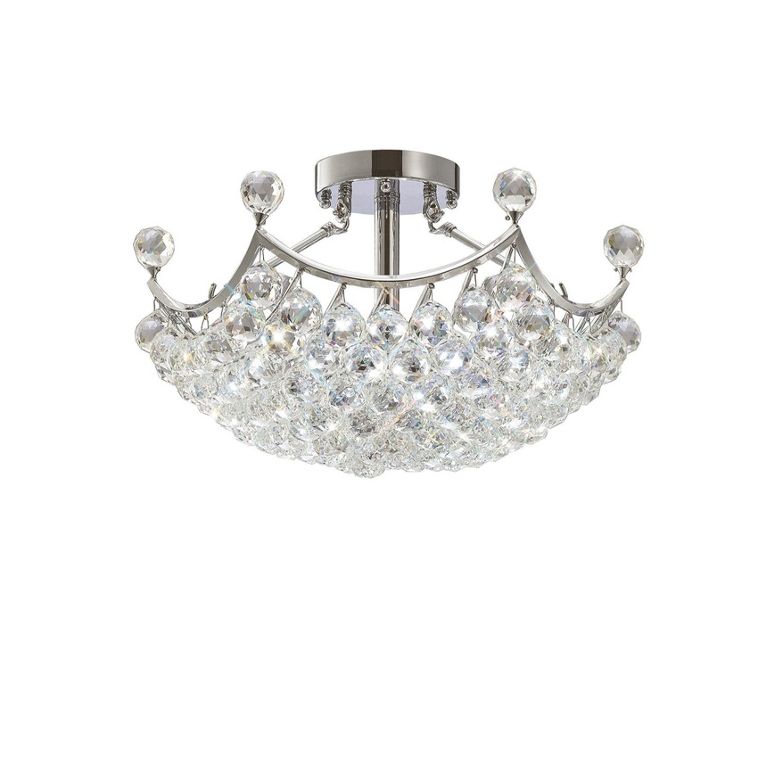 Photograph: Diyas Cesto IL30033 Polished Chrome 6 Light Semi Flush Crystal Ceiling Light