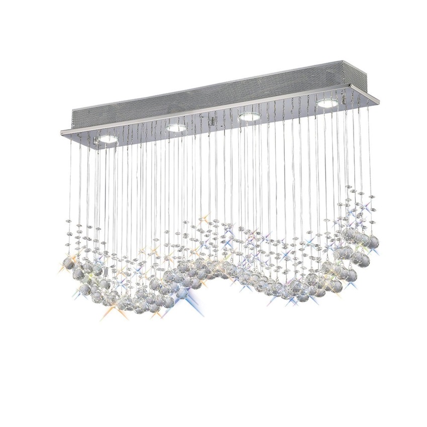 Photograph: Diyas Colorado IL31379 Polished Chrome 4 Light Crystal Linear Bar Pendant