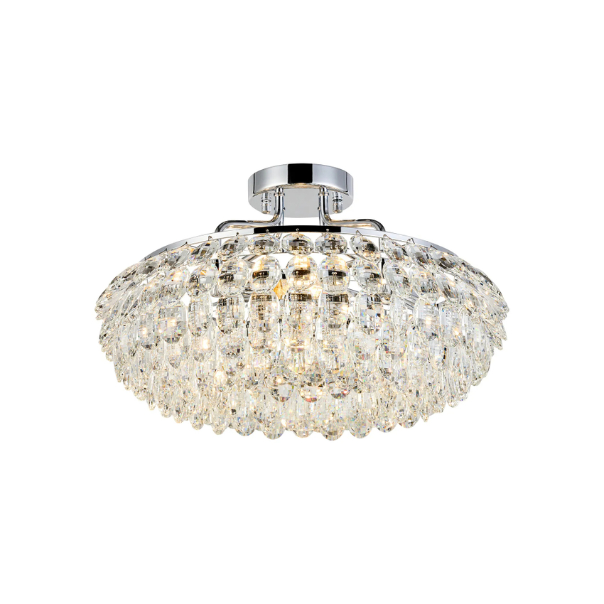 Photograph: Diyas Coniston 48cm Semi Flush Polished Chrome Crystal Ceiling Light