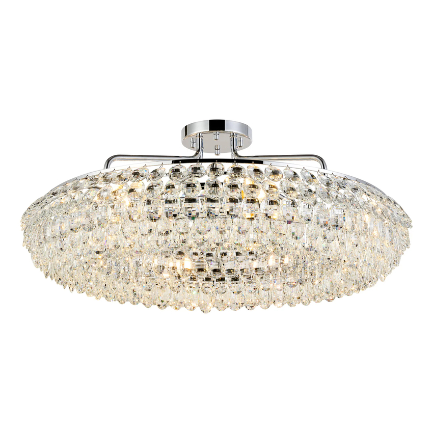 Photograph: Diyas Coniston 80cm Semi Flush Polished Chrome Crystal Ceiling Light