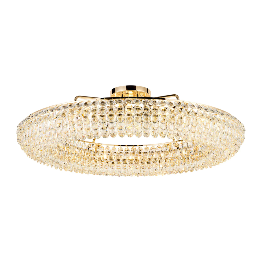 Photograph: Diyas Coniston Extra Large 1.1m 18 Light Semi Flush French Gold Crystal Ceiling Light