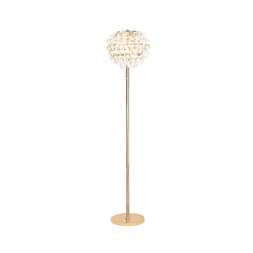 Photograph: Diyas Coniston French Gold 3 Light Crystal Floor Lamp - IL32837