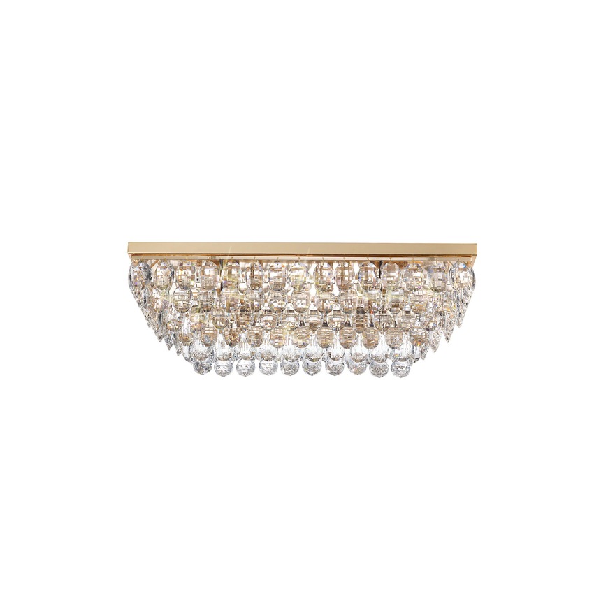 Photograph: Diyas Coniston French Gold 5 Light Rectangular Flush Crystal Ceiling Light - IL32826