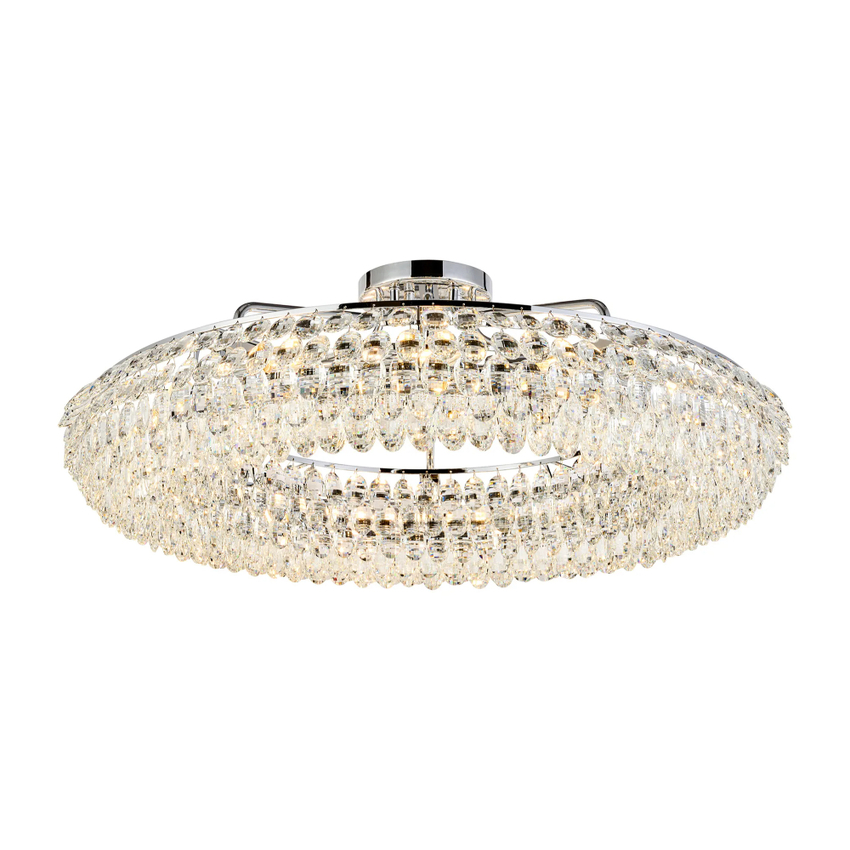 Photograph: Diyas Coniston Large 95cm 15 Light Semi Flush Polished Chrome Crystal Ceiling Light
