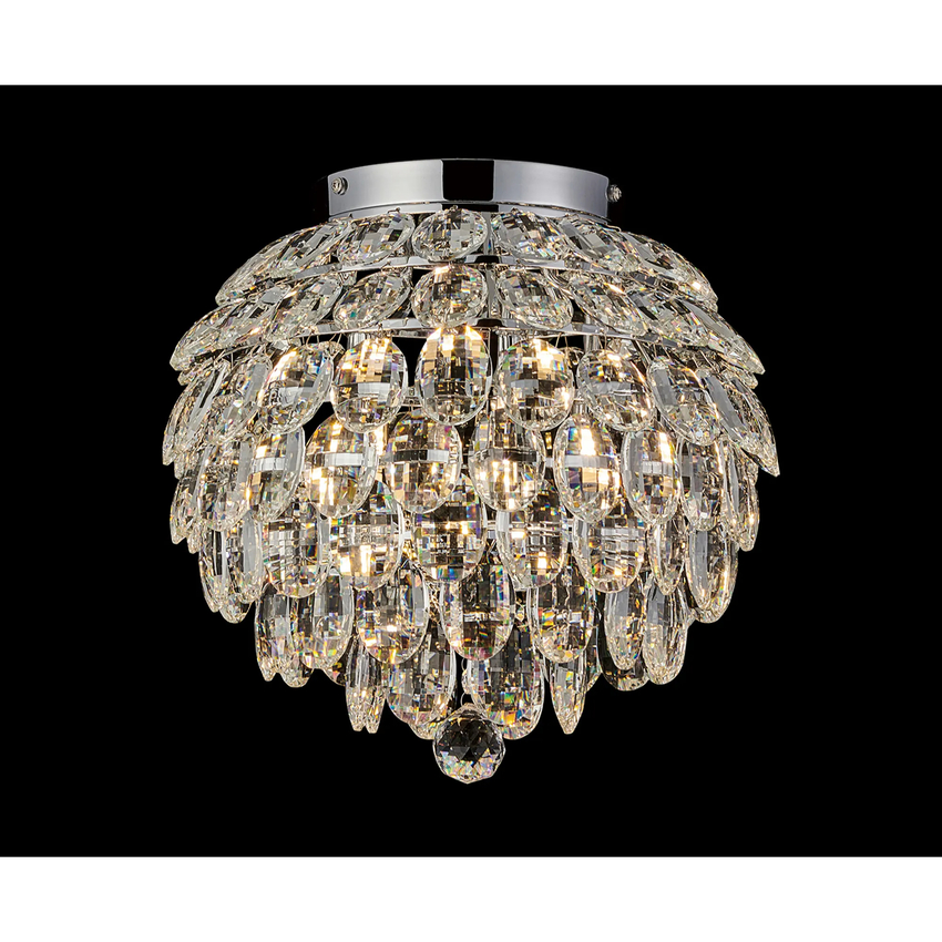 Photograph: Diyas Coniston Medium 5 Light Flush Polished Chrome Crystal Bathroom Ceiling Light - IP44