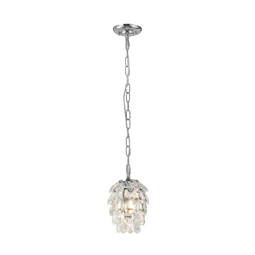 Photograph: Diyas Coniston Polished Chrome 1 Light Crystal Pendant - IL32838