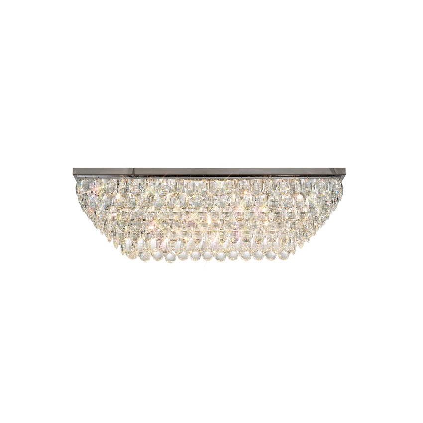 Photograph: Diyas Coniston Polished Chrome 11 Light Rectangular Flush Crystal Ceiling Light - IL32825