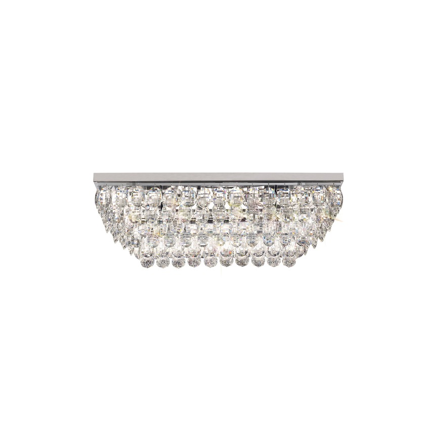 Photograph: Diyas Coniston Polished Chrome 5 Light Rectangular Flush Crystal Ceiling Light - IL32824