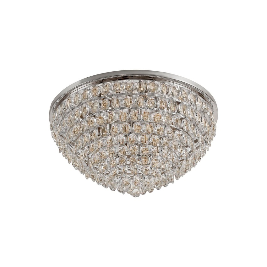 Photograph: Diyas Coniston Polished Chrome Flush 12 Light Crystal Ceiling Light