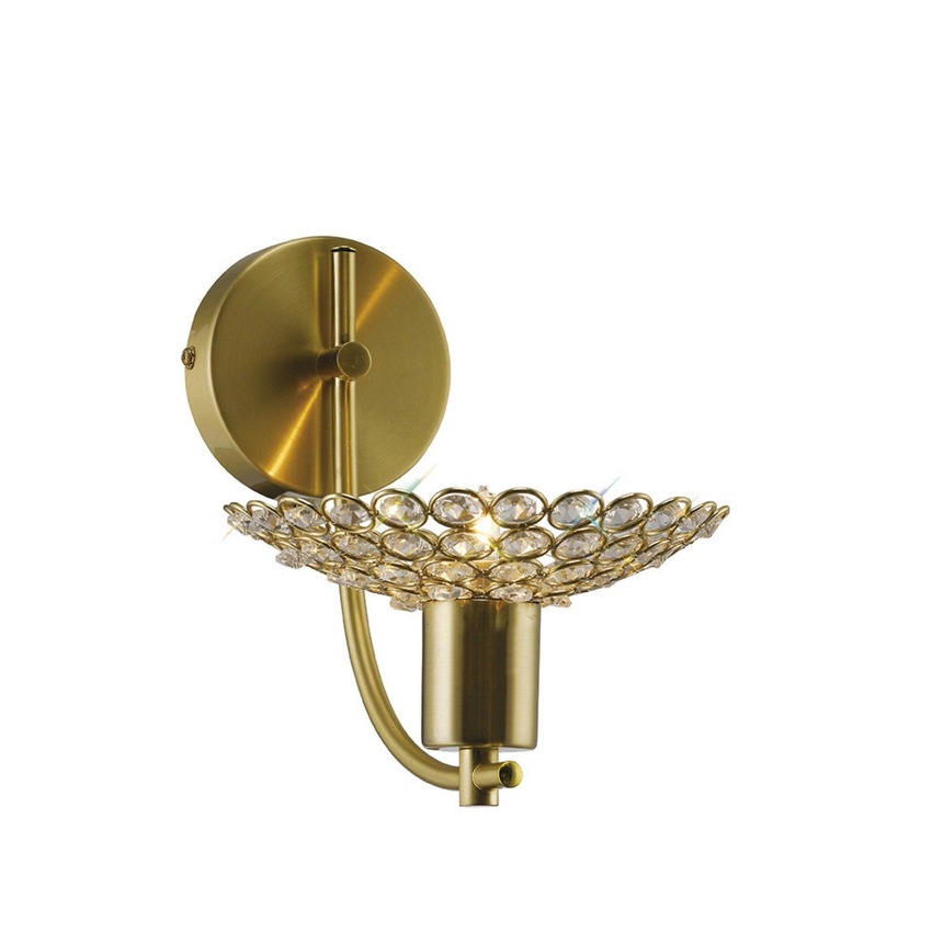 Photograph: Diyas Ellen IL20600 Satin Brass Single Crystal Wall Light