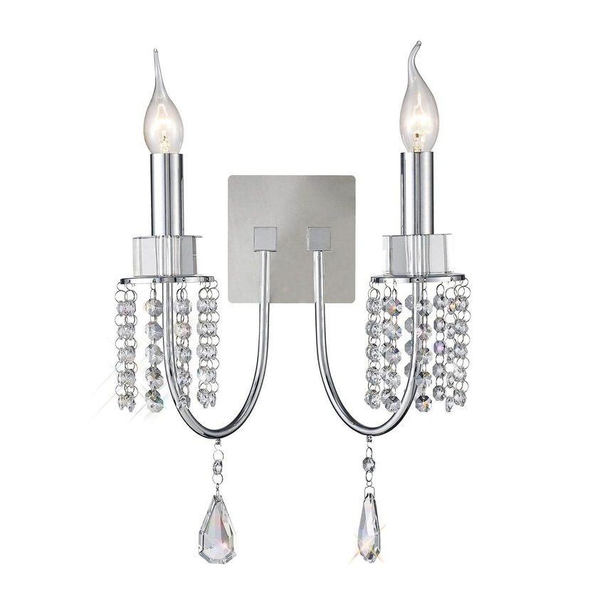 Photograph: Diyas Emily IL31541 Polished Chrome 2 Light Crystal Wall Light