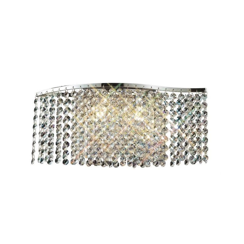 Photograph: Diyas Fabio IL30571 Polished Chrome 2 Light Crystal Wall Light