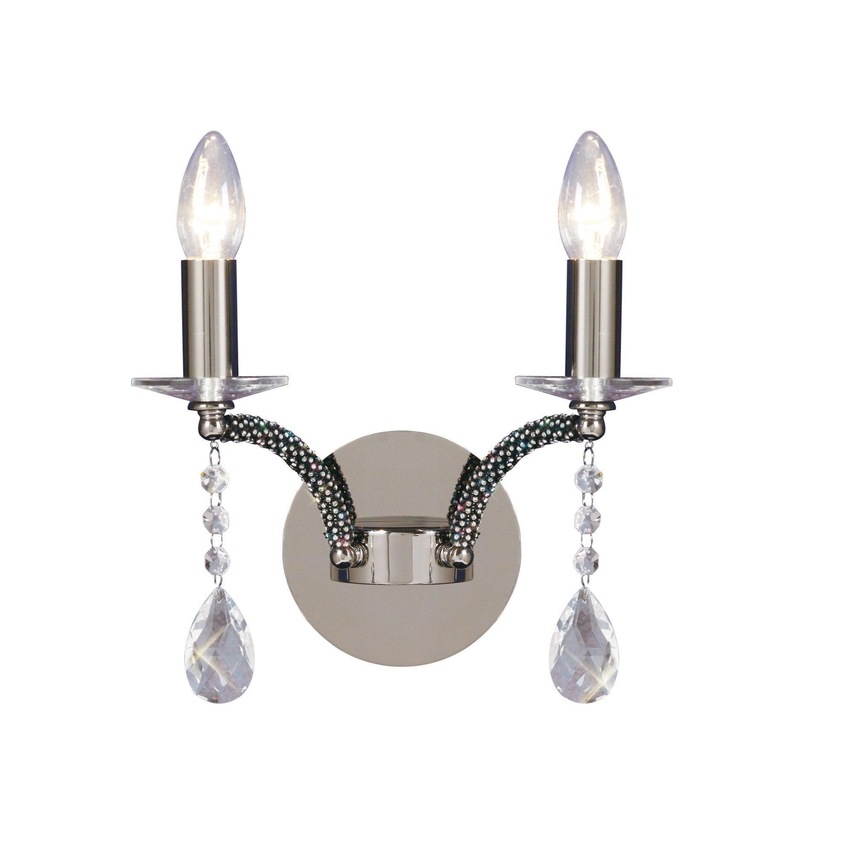 Photograph: Diyas Fiore IL30362 Black Chrome 2 Light Crystal Wall Light