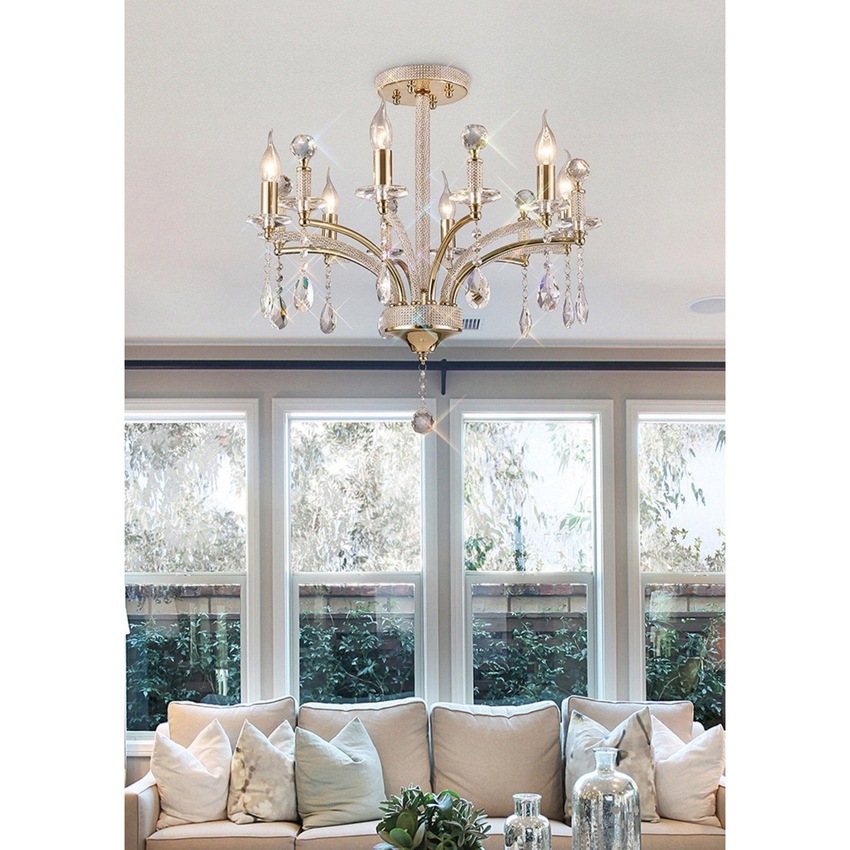 Photograph: Diyas Fiore IL32366 French Gold 6 Light Crystal Chandelier