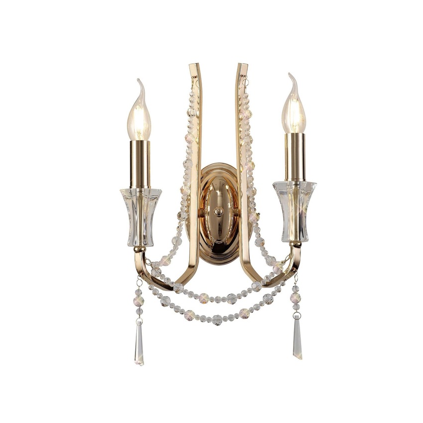 Photograph: Diyas IL31751 Armand French Gold Double Crystal Wall Light