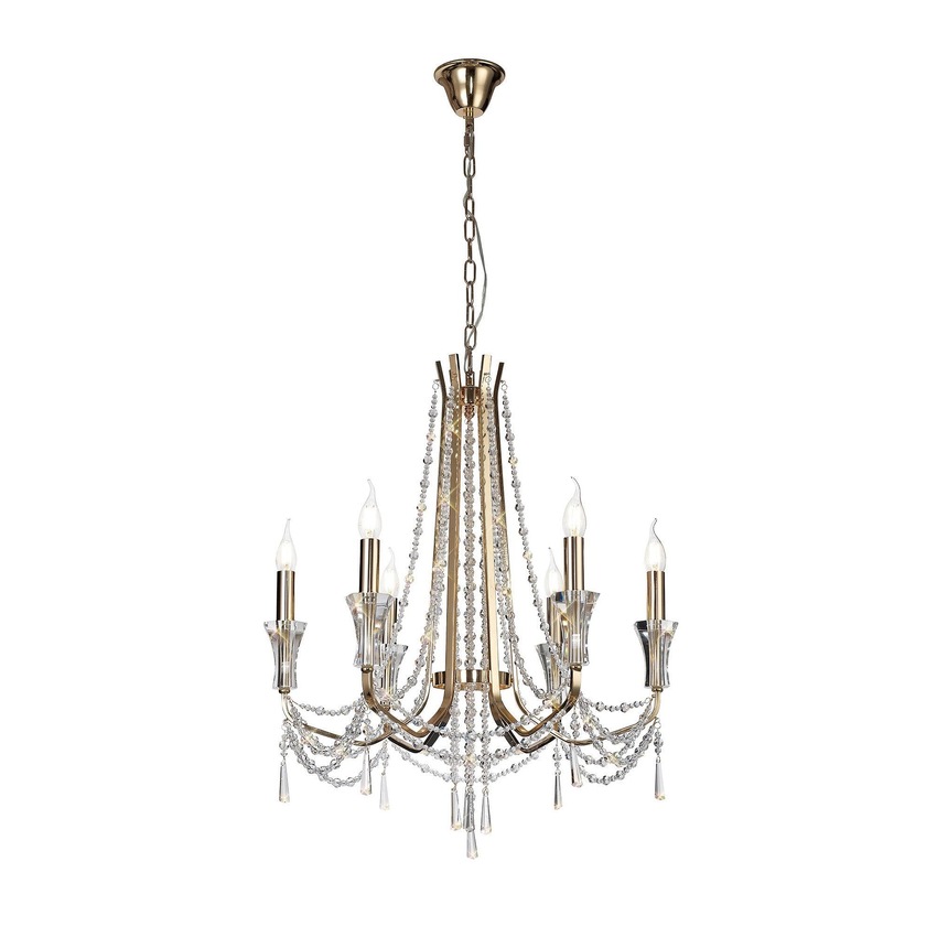 Photograph: Diyas IL31753 Armand French Gold 6 Light Crystal Chandelier