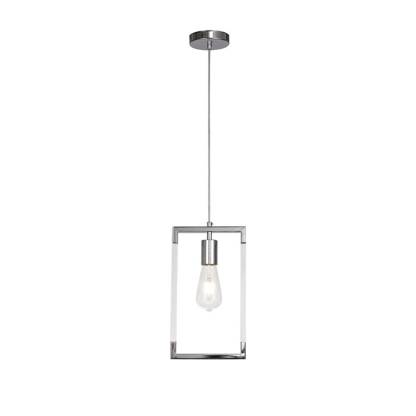 Photograph: Diyas IL32780 Canto Polished Nickel/Acrylic Single Pendant