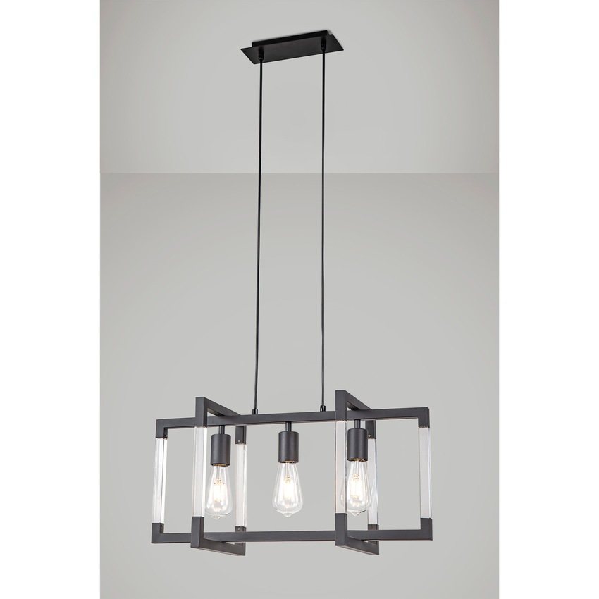 Photograph: Diyas IL32785 Canto Rectangular 3 Light Linear Graphite Pendant