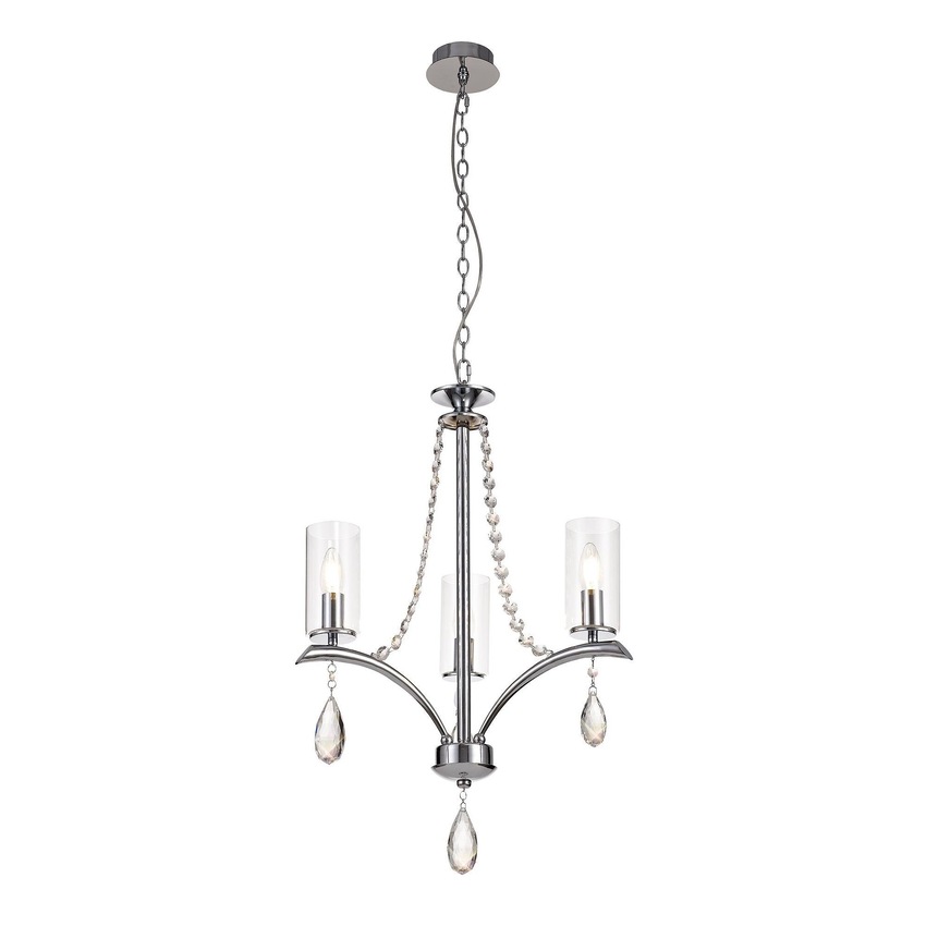 Photograph: Diyas IL32793 Rhea Polished Chrome 3 Light Crystal Chandelier