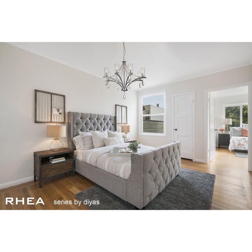 Photograph: Diyas IL32793 Rhea Polished Chrome 8 Light Crystal Chandelier